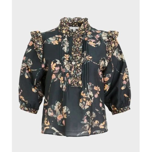 Secret Mission Tops - Secret Mission Kacey Pintuck Button-Front Floral Top Ladies Large LN